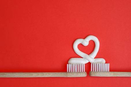 Heart on toothbrushes
